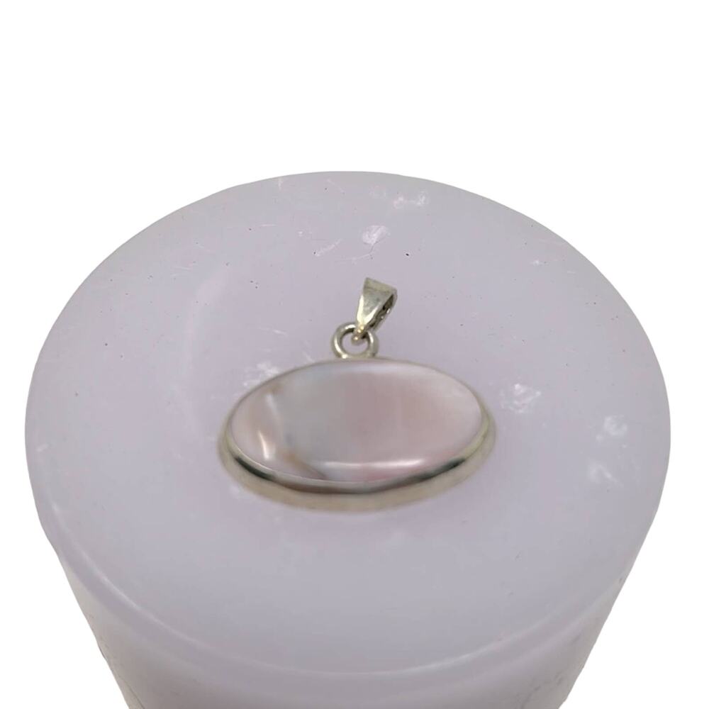 Vintage 925 Pink Stone Encased Bezel Pendant ( No Chain)